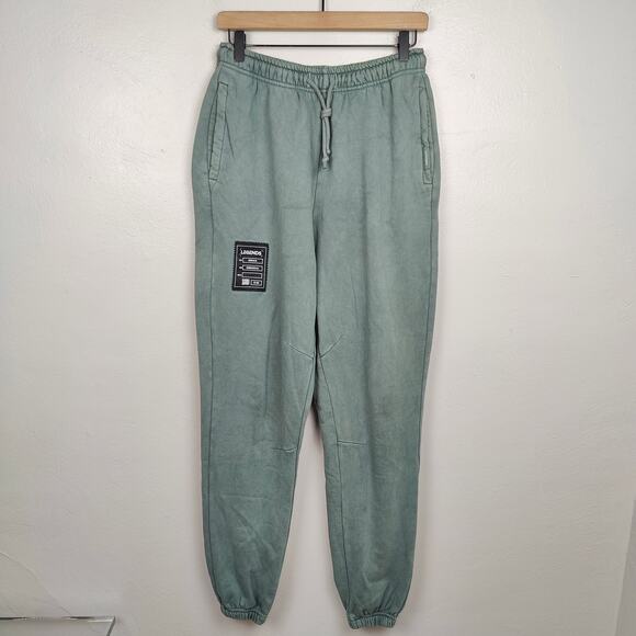 Legends‎ Sweatpants Mens Medium Green Garment Dyed Articulated Knees Joggers Gym - Picture 1 of 9
